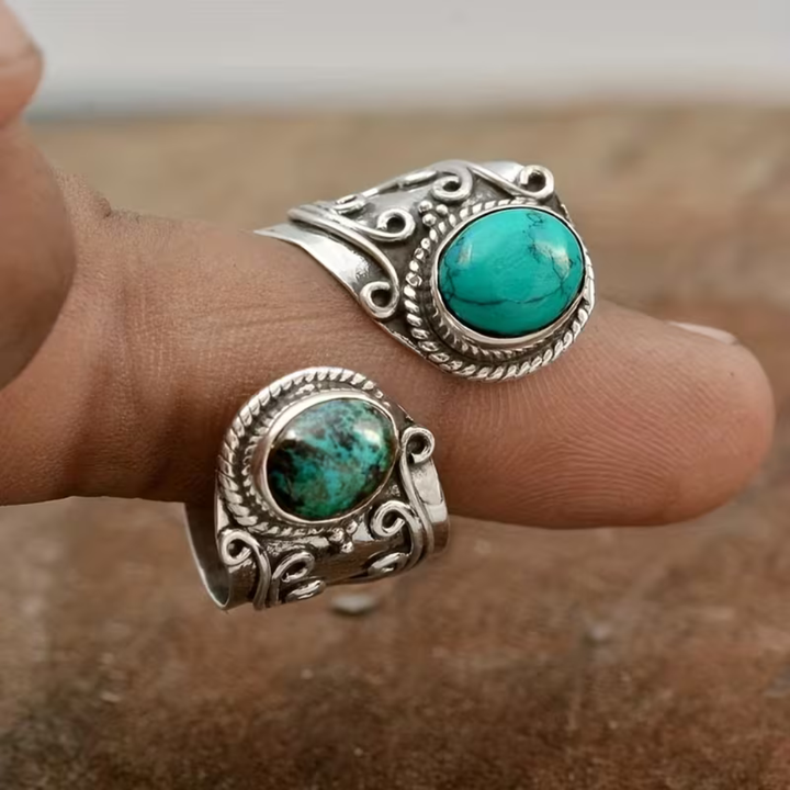 Vintage boho prsten s mozaikou kamenů