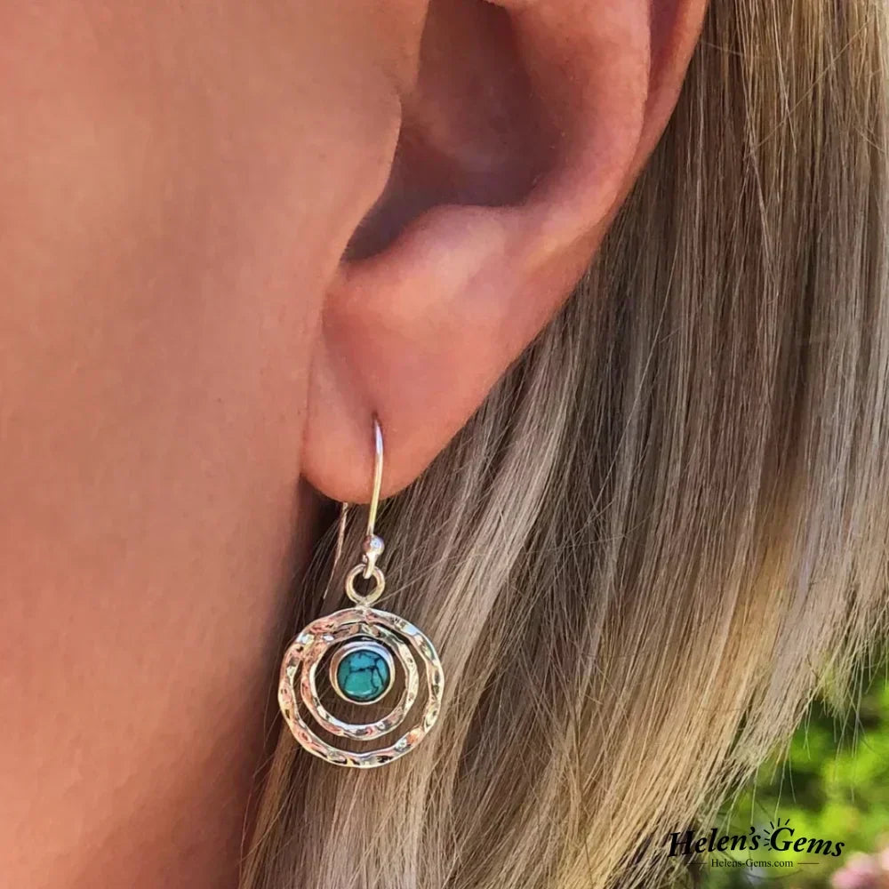 Boho náušnice Saturn – tyrkys a zlato